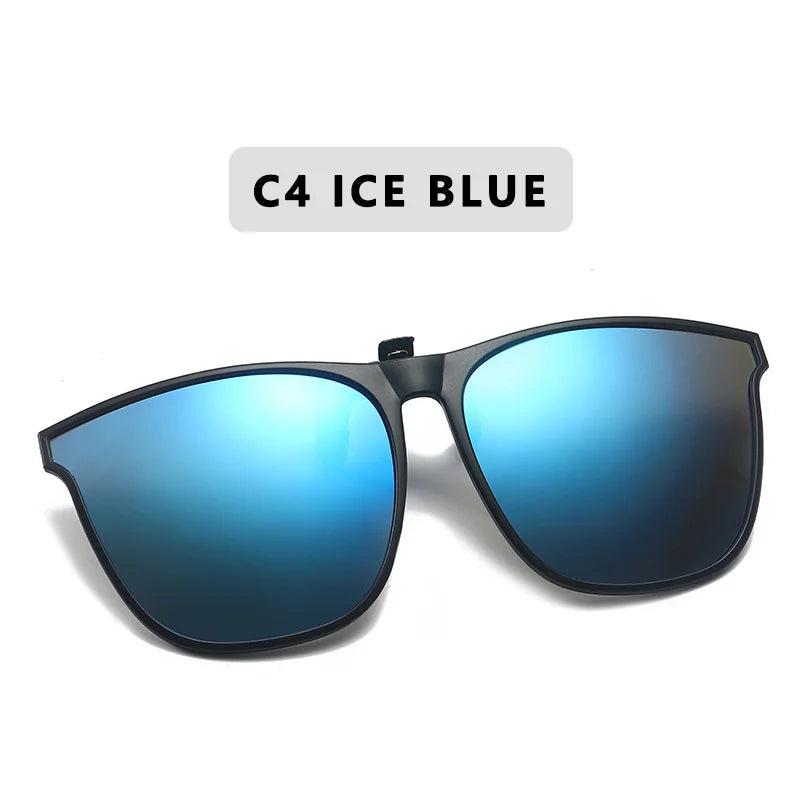 Polarized Clip-On Sunglasses for Men Car Drivers Night Vision Anti Glare Vintage Square