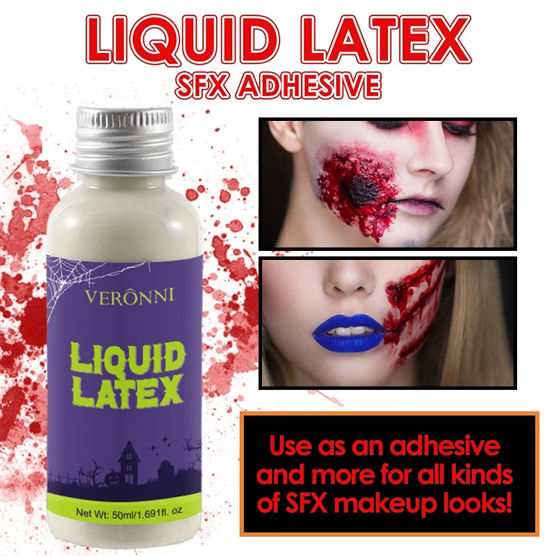 Liquid Latex Kit for SFX Makeup Scars Wounds Prosthetics Halloween 30ml+50ml
