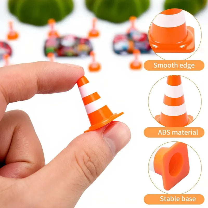 Mini Traffic Cones ABS Plastic Road Safety Props for Scene Layout & Play