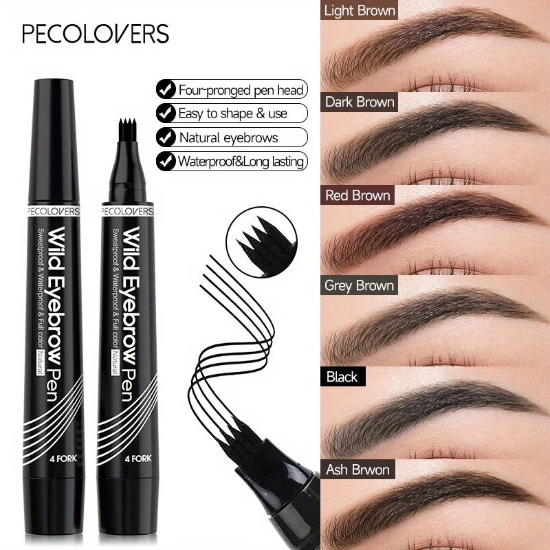 Long Lasting Waterproof Eyebrow Pen with 5 Natural Matte Colors - Smudge Proof Makeup