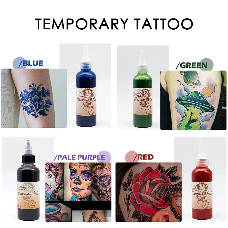 Semi Permanent Airbrush Tattoo Ink for Body Art & Makeup - 100ml