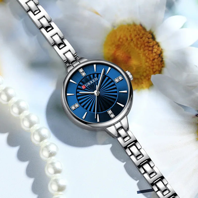 Women's Casual Quartz Watch Waterproof Stainless Steel Strap Elegant Wristwatch