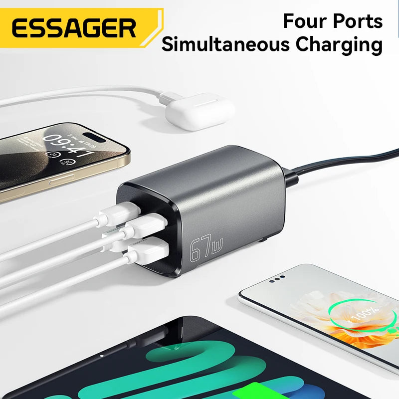 67W USB C GaN Charger Fast Charging for MacBook, Samsung, iPhone, Laptop
