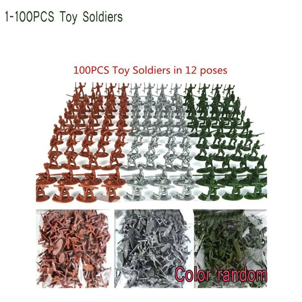 100-Piece Plastic Army Soldier Figures Set with Vehicles & Accessories for Kids