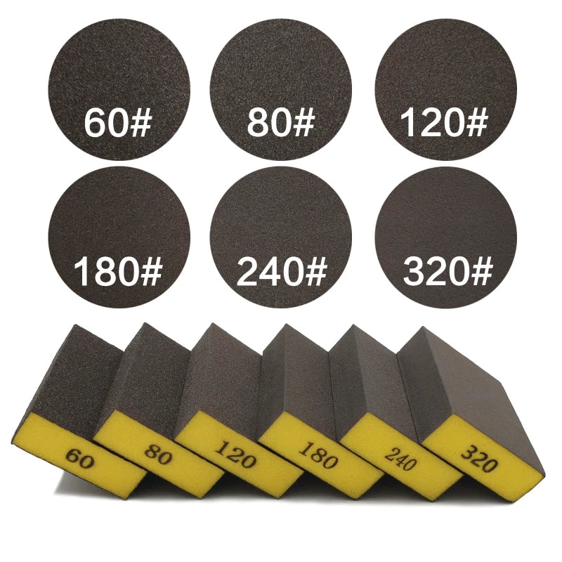 6-Piece Sanding Sponge Set with Coarse to Fine Grits for Wood Drywall Metal