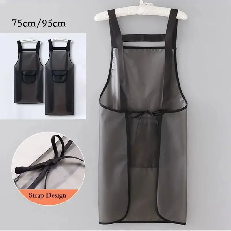 Waterproof PVC Kitchen Apron - Oil Resistant Dirt-Proof Protective Cooking Apron