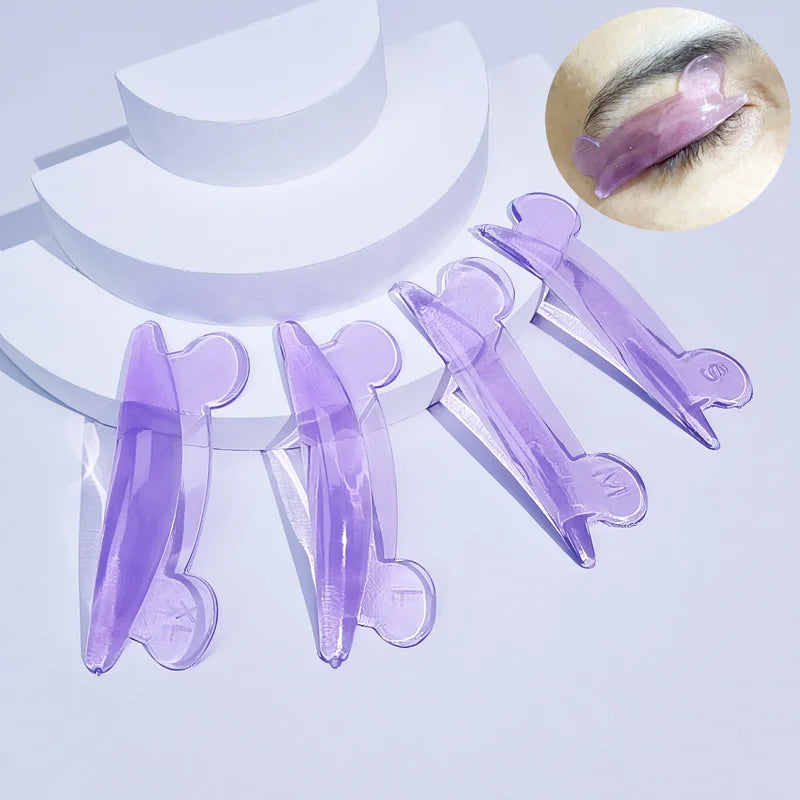 4 Pairs Silicone Eyelash Perm Pads - L Curl Lash Rod Shields for Eyelash Lifting and Makeup