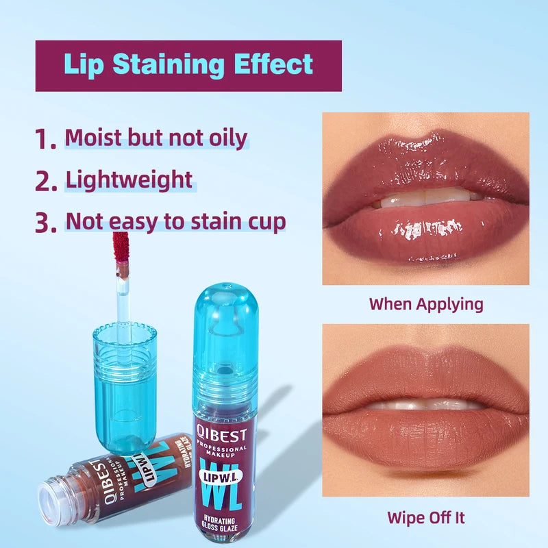 Hydrating Lip Gloss with Mirror Water Glazed Long Lasting Moisturizer