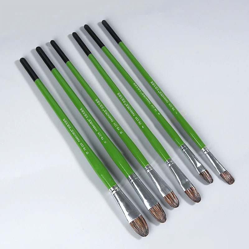 1/6Pcs Artist Watercolor Paint Brushes Set - Squirrel Hair Wooden Handle for Oil, Acrylic, Gouache