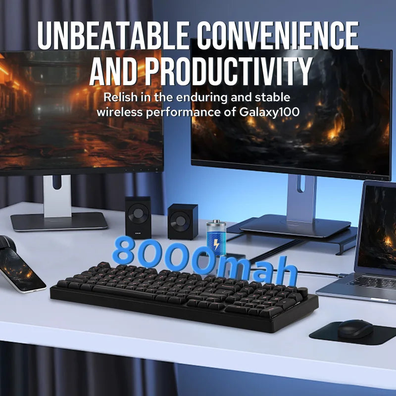 Mechanical Gaming Keyboard with Aluminum Gasket Mount, RGB Backlight, 1800 ANSI Layout, Bluetooth & Wired Connectivity