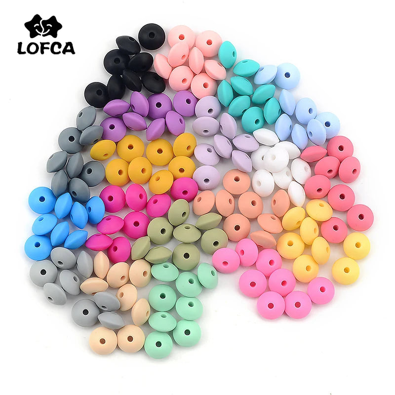 Silicone Lentil Beads 12mm 20pcs for DIY Jewelry Making - Safe, BPA Free