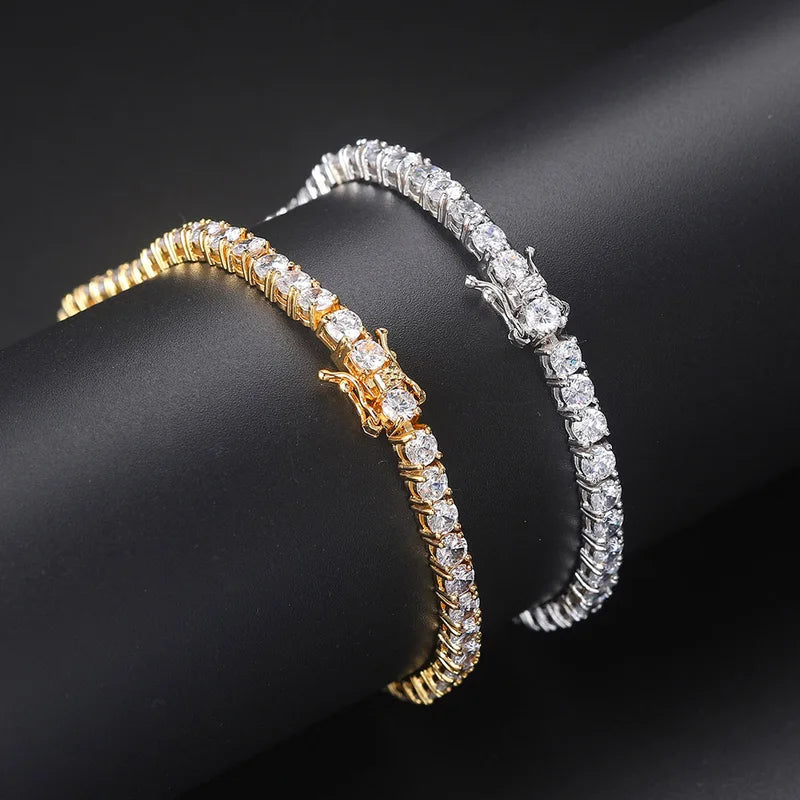 Iced Out Crystal Tennis Bracelet for Men Women Punk Hip Hop Jewelry