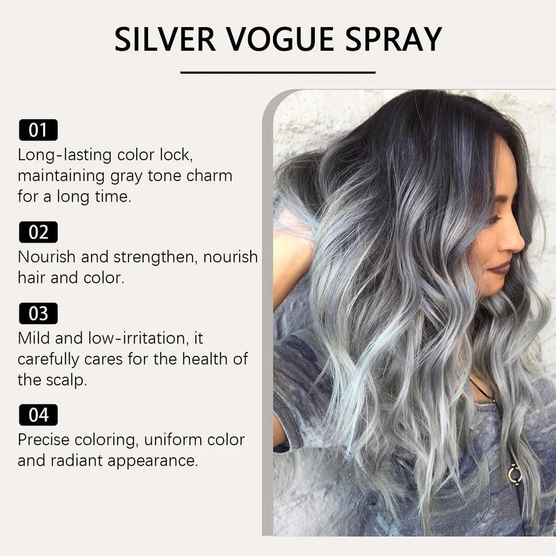 Temporary Silver Hair Color Spray - Washable Hair Dye with Plant Extracts, Nourishing & Easy to Use