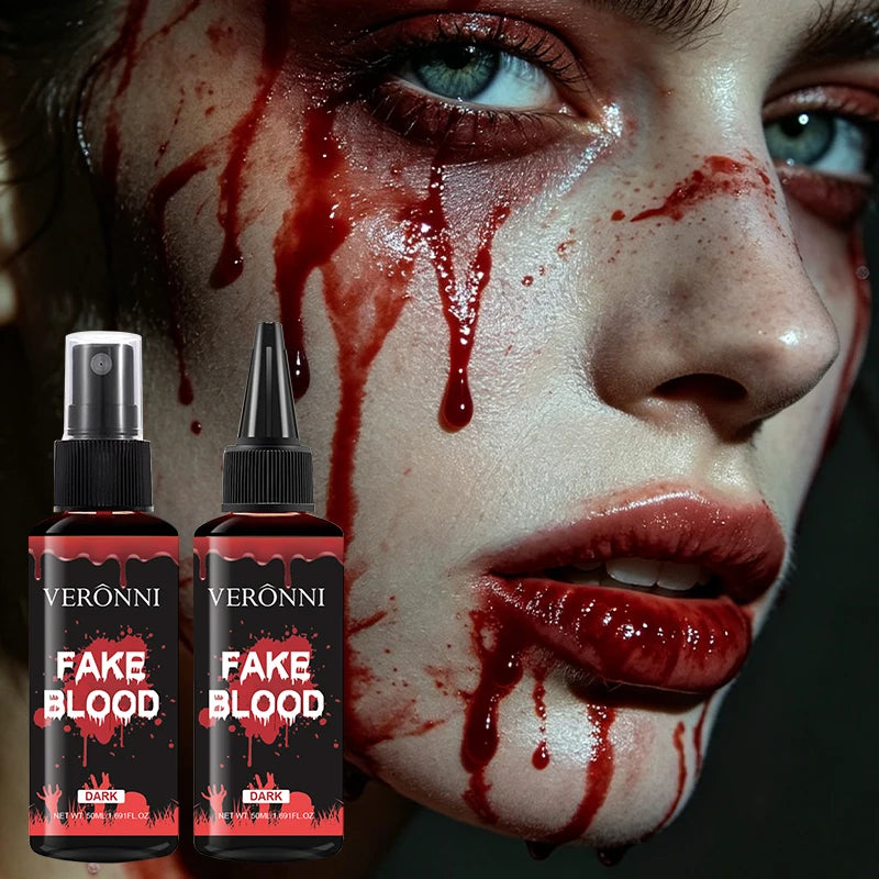 Fake Blood Spray - Washable, Long-Lasting Horror Makeup for Halloween & Cosplay