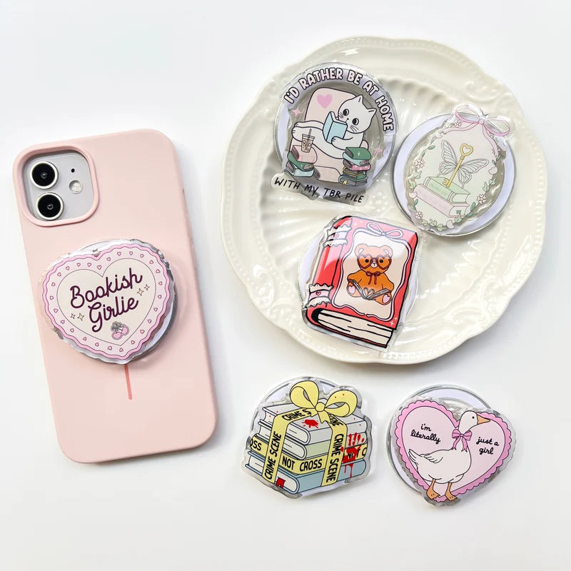 Magnetic Acrylic Phone Grip for E-Book Readers Book Lover Gift Multi-Color