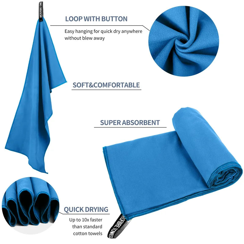 Quick-Drying Microfiber Bath Towel - Highly Absorbent, Odor-Free, Versatile for Bathroom, Gym, Pool