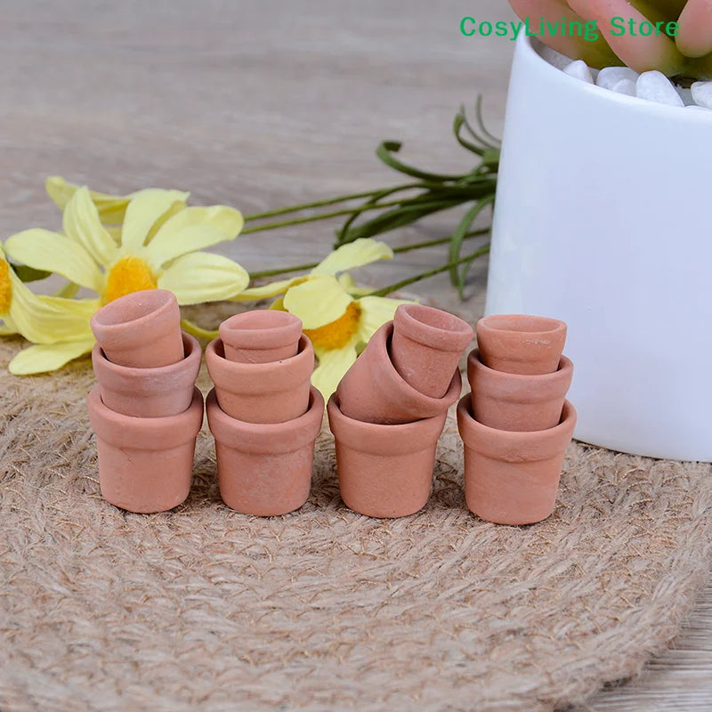 12Pcs Miniature Red Clay Flower Pots for Desktop Garden & Home Decor