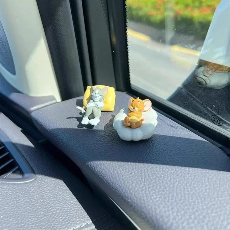 Kawaii Tom Jerry Cartoon Car Dashboard Ornament Mini Figure Decor Gift