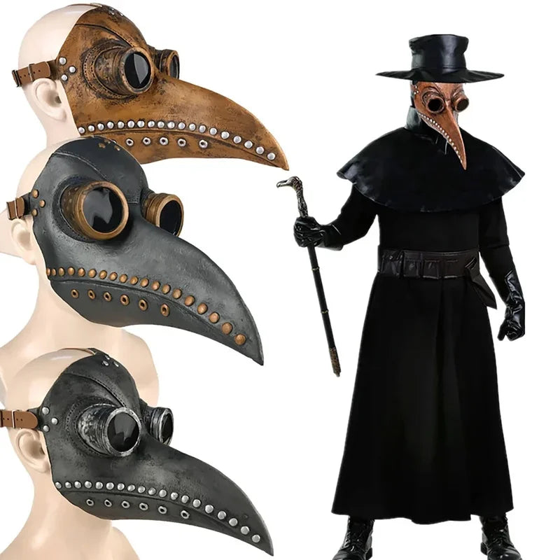 Halloween Plague Doctor Bird Mask Long Beak Cosplay Steampunk Latex Costume Prop