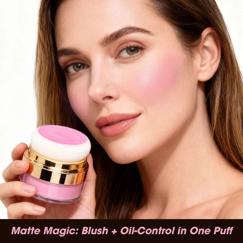11-Color Blush Powder Puff Set with Mirror - Vegan Makeup Sponge & Foundation