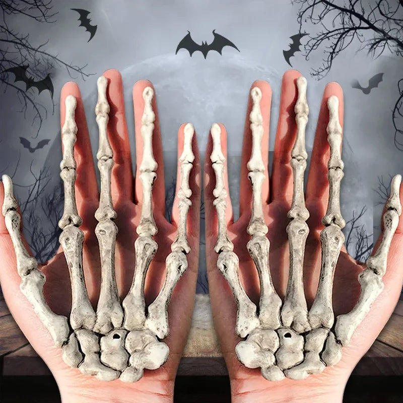 Realistic Skeleton Hand Skull Halloween Decor Prop - Zombie Haunted House Scary Plastic Decoration