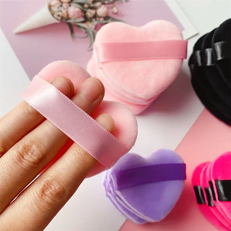 Heart-Shaped Velvet Makeup Puff Set - Soft, Skin-Friendly Cosmetic Sponges