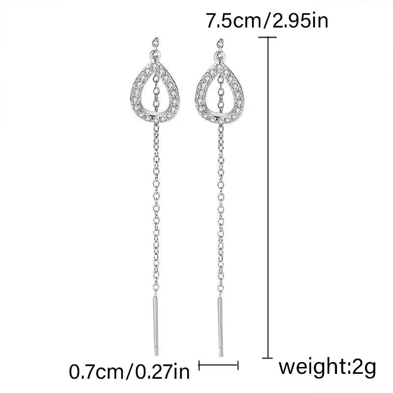 Minimalist Long Tassel Chain Earrings for Women - Silver or Gold