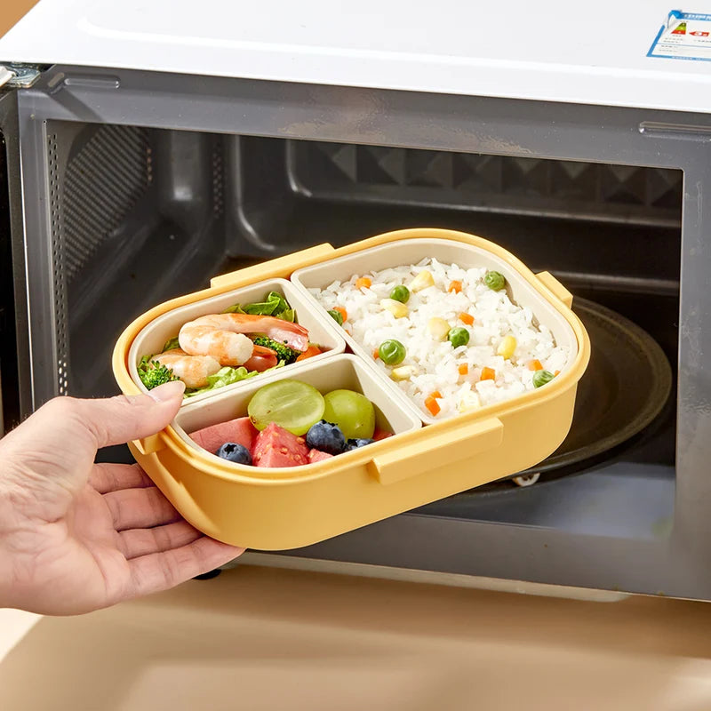Portable Plastic Lunch Box with Detachable 3-Compartments for Kids and Students