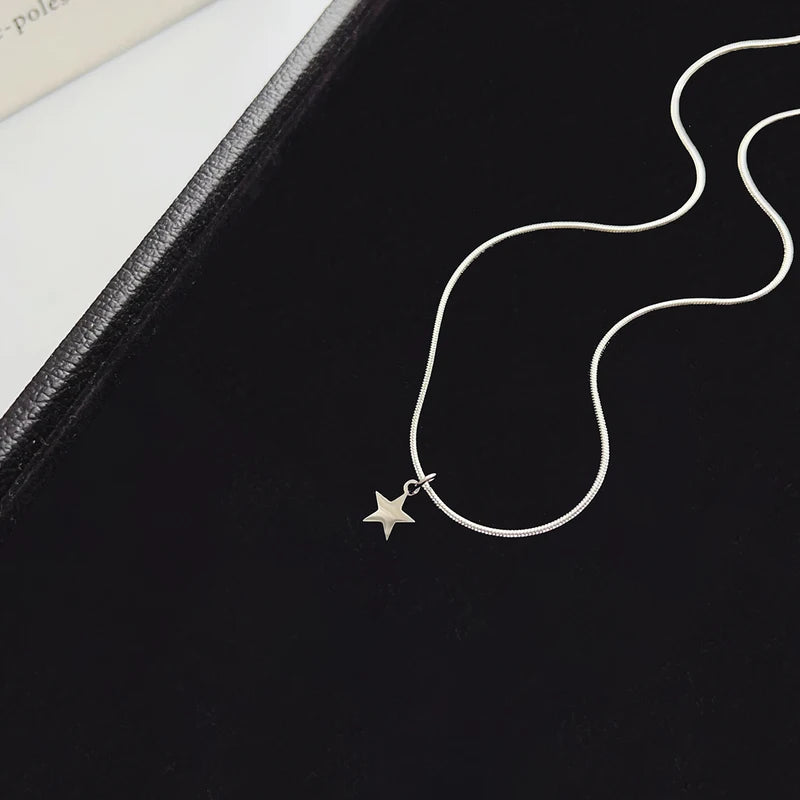 Summer Stainless Steel Snake Bone Chain Necklace with Star Pendant Women’s Jewelry