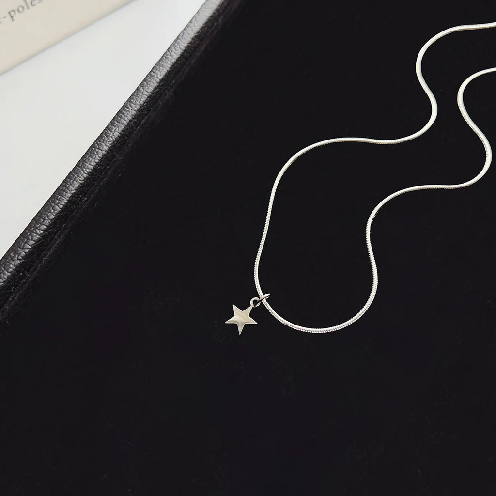 Summer Stainless Steel Snake Bone Chain Necklace with Star Pendant Women’s Jewelry