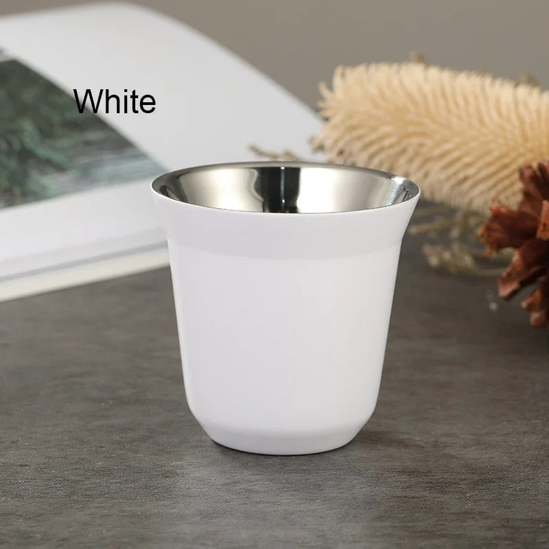 Stainless Steel Double-Layer Coffee Cup 80ml Vacuum Water Mug - Multiple Colors