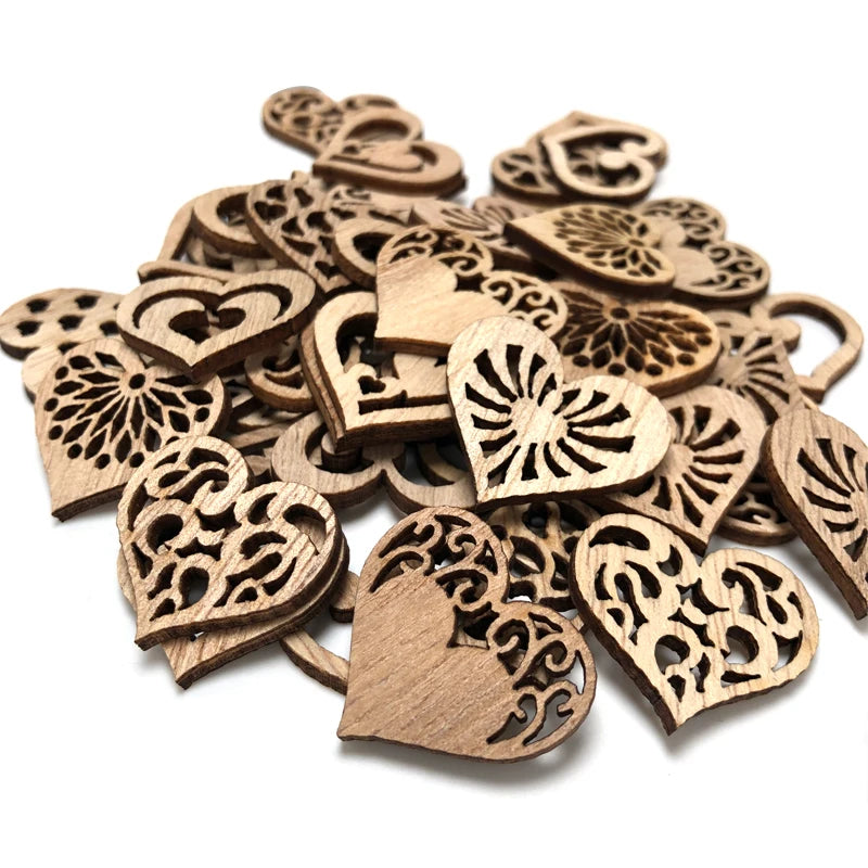 50pcs Heart Wooden Hanging Decorations Love Wedding Party Home Decor