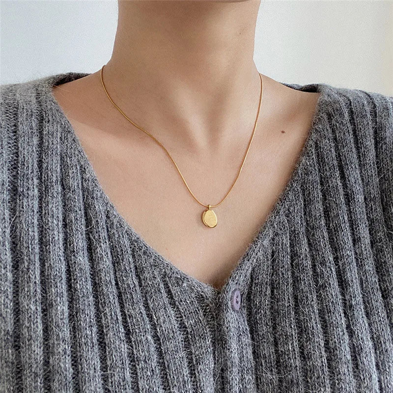 Gold Irregular English Letter Necklace for Women Men Stainless Steel Chain Jewelry Gift