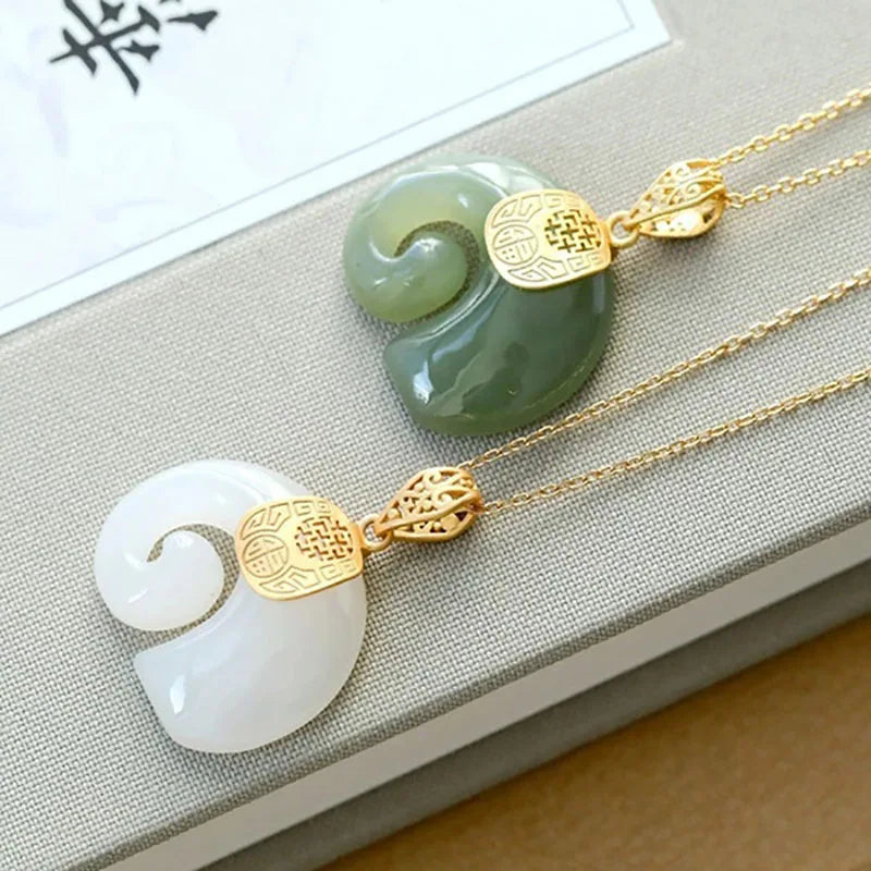 Natural Stone Elephant Pendant Necklace for Women - Gold Plated Chain Jewelry