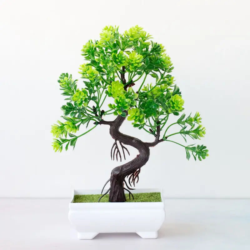Artificial Bonsai Tree for Home Decor - Small Potted Green Plant, Indoor and Wedding Decoration