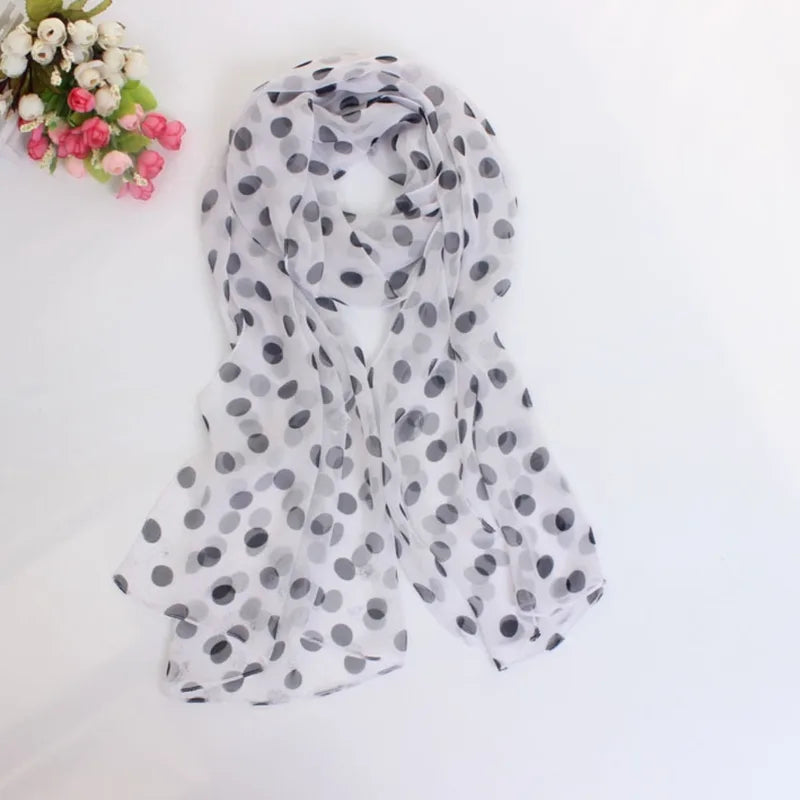 Polka Dot Chiffon Scarf Ladies Summer Neck Wrap Soft Head Covering