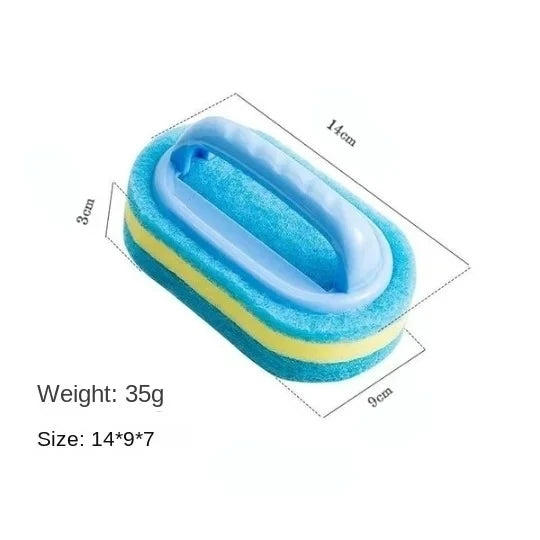 Household Cleaning Brush with Handle - Durable Sponge & Plastic Scrubbing Tool for Kitchen & Bathroom