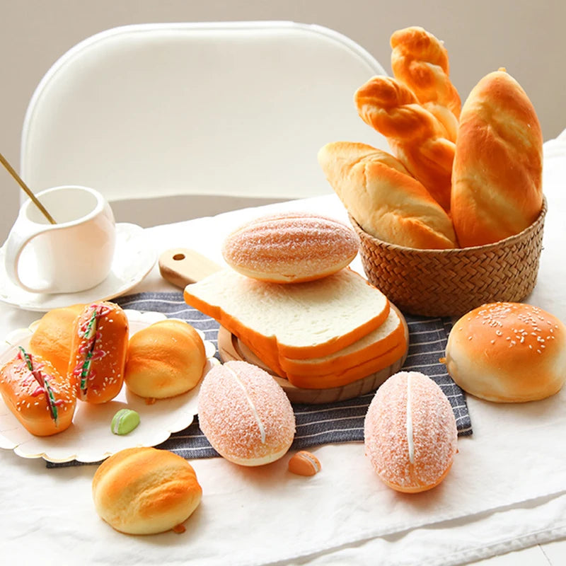 Fake Bread Hamburger Cake Donuts Food Toy Set for Shop Display & Photography