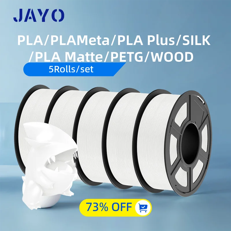3D Printer Filament Set PLA PETG Silk Wood Marble 1.75mm 5 Rolls 1.1KG