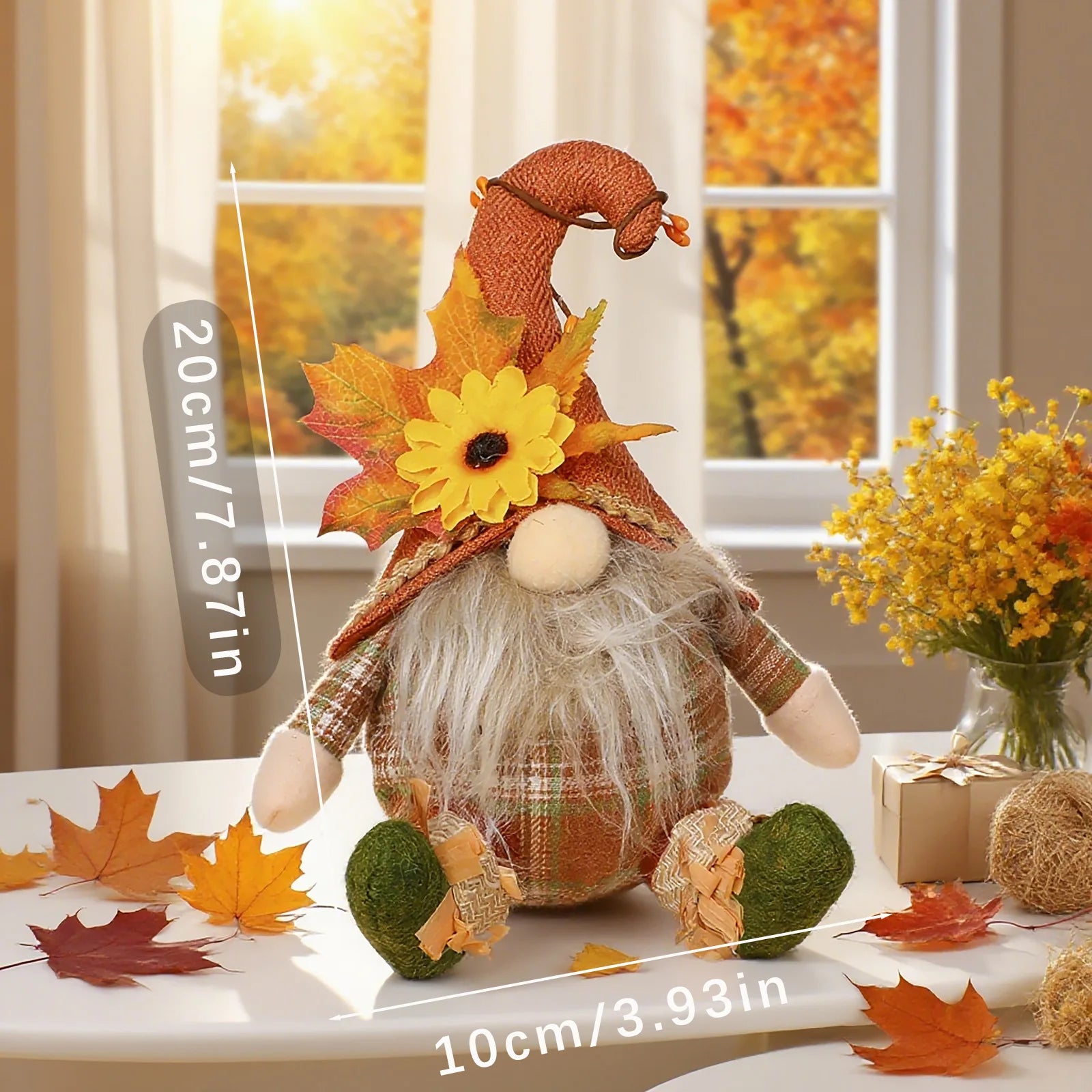 Rustic Fall Harvest Scarecrow Wall Decor with Plaid & Sunflower Accents