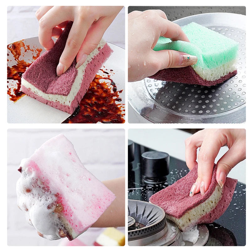 High Density Sponge Cleaning Cloth for Dishwashing and Kitchen Use – Non-Greasy, Multi-Color