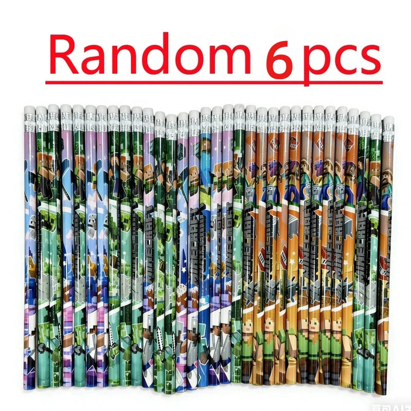 Set of 6 or 12 Wooden Pencil Stationery Gift for Kids and Teens