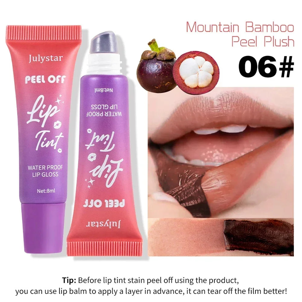 Waterproof Lip Stain & Lip Gloss - Matte Long Lasting Lip Tint, Tear-Off Contour