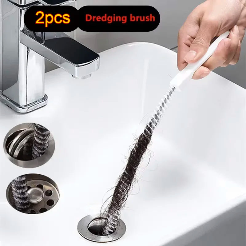 Flexible Pipe Dredging Brush for Sink & Sewer Cleaning - Long Clog Remover Tool