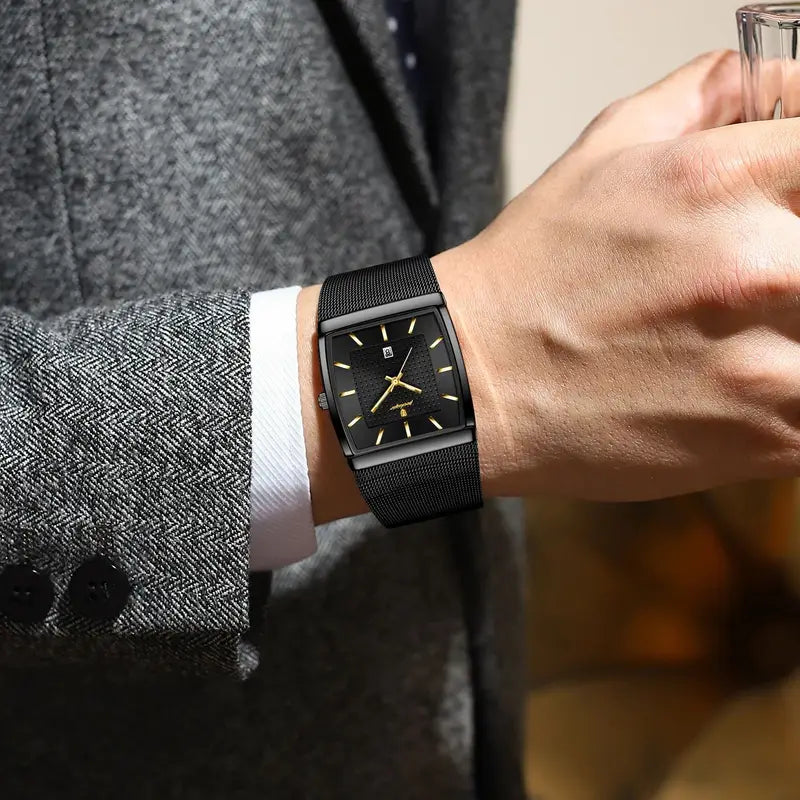Luxury Men’s Waterproof Luminous Stainless Steel Mesh Watch - Business Quartz