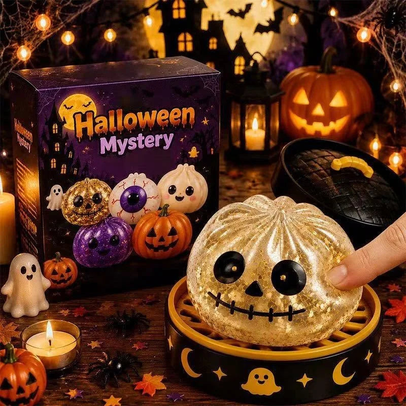 Halloween Mystery Blind Box Glitter Squishy Fidget Pumpkin Ghost Skull Stress Toy