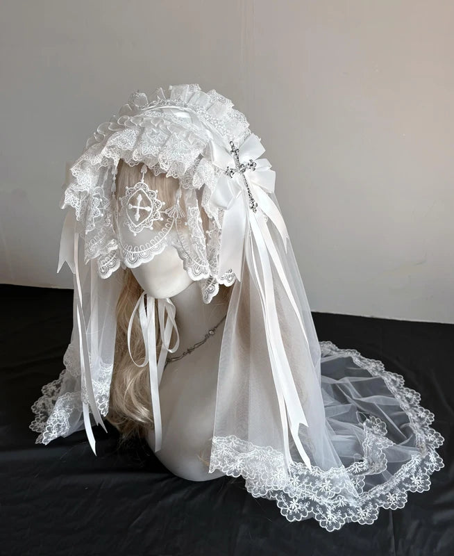 Gothic Dark Angel Nun's Veil Headpiece Halloween Lolita Hairband