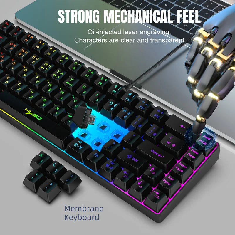 68-Key Wired Gaming Keyboard with RGB Backlight for Windows Laptops & PCs