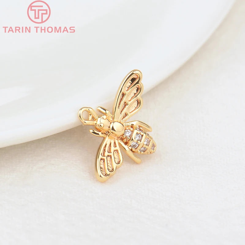 12x16mm Gold Color Brass Bee Charm Pendant for Jewelry Making