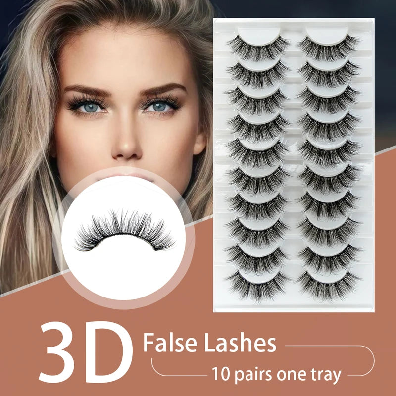 False Eyelash Strips 7/10 Pairs Reusable 3D Mink Fluffy Makeup Lashes